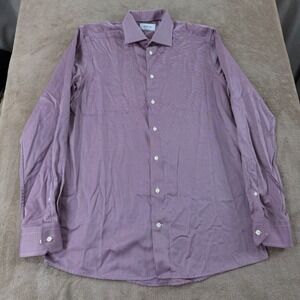 Eton contemporary Dress Shirt Men 16/41 Purple Micro Stripe Fit LS EUC